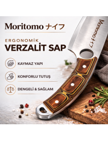 Moritomo Knives Outdoor Bıçak Çakı Kamp Doğa Mutfak Şef Bıçağı Orijinal Deri Kılıfı ile Birlikte
