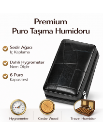 Cohiba Premium Puro Taşıma Humidoru - Siyah Deri Çanta Tipi