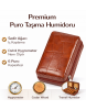 Cohiba Premium Puro Taşıma Humidoru - Kahverengi Deri Çanta Tipi