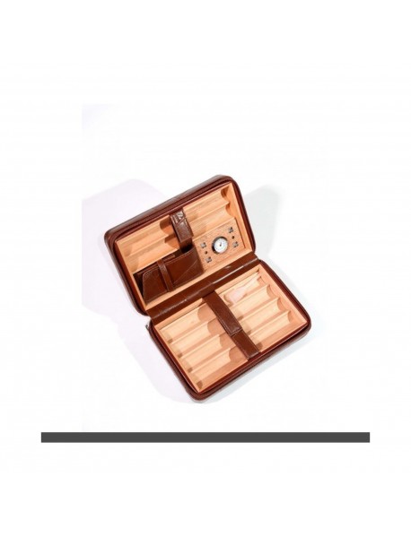 Cohiba Premium Puro Taşıma Humidoru - Kahverengi Deri Çanta Tipi