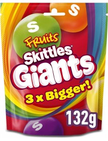 Skittles Giants Fruits Meyve Aromalı Büyük Draje Şekerleme 132gr