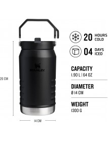 Stanley The Ice Flow Flip Straw 2.0 Su Termosu 1.9 L - Siyah