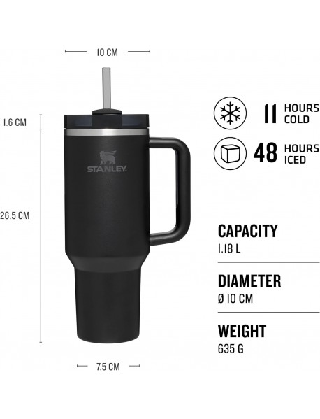 Stanley Quencher H2.O FlowState™ Tumbler Pipetli Termos 1.18L - Siyah